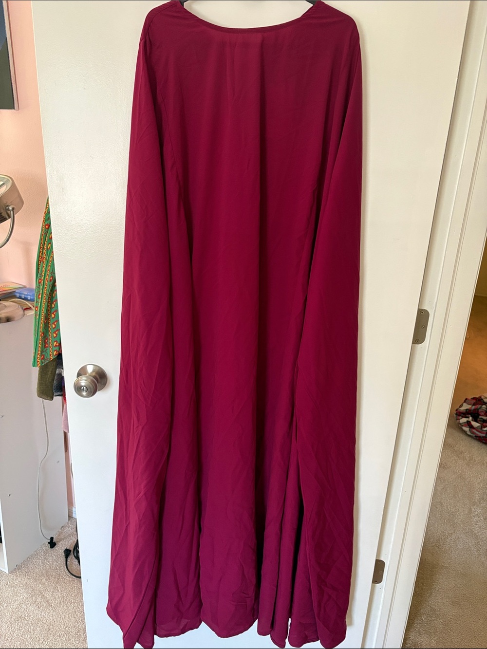 Deep red cape dress